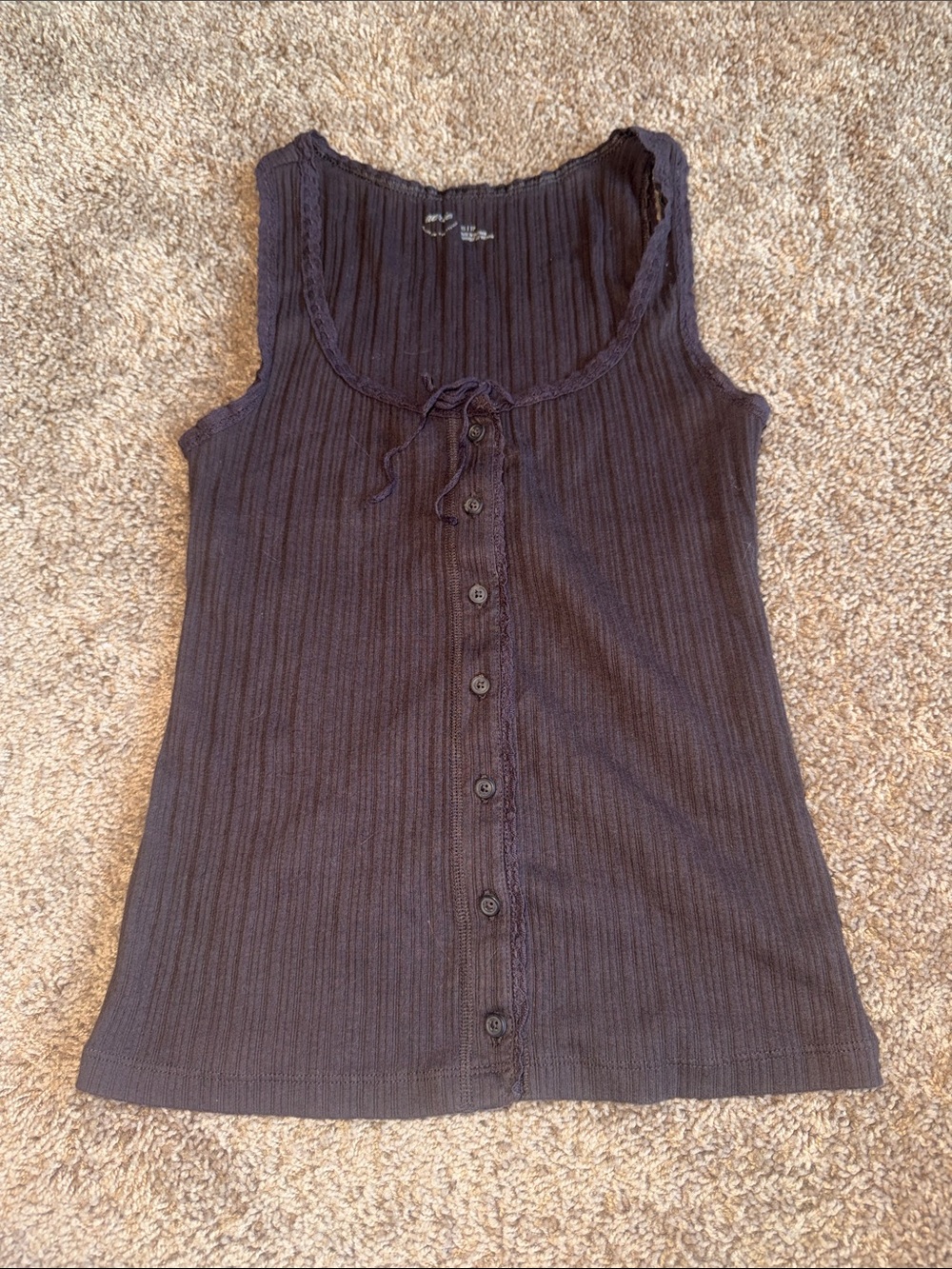Aerie dark brown button front tank top
